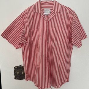 100% Cotton Calvin Klein Red and White Striped Casual Shirt